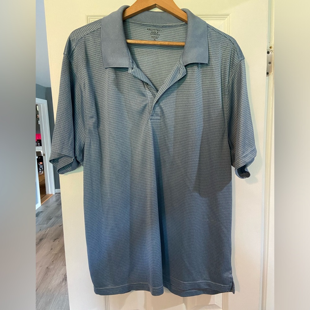 XL- Architect Golf Performance- Men- Light Blue- Short Sleeve, Polo